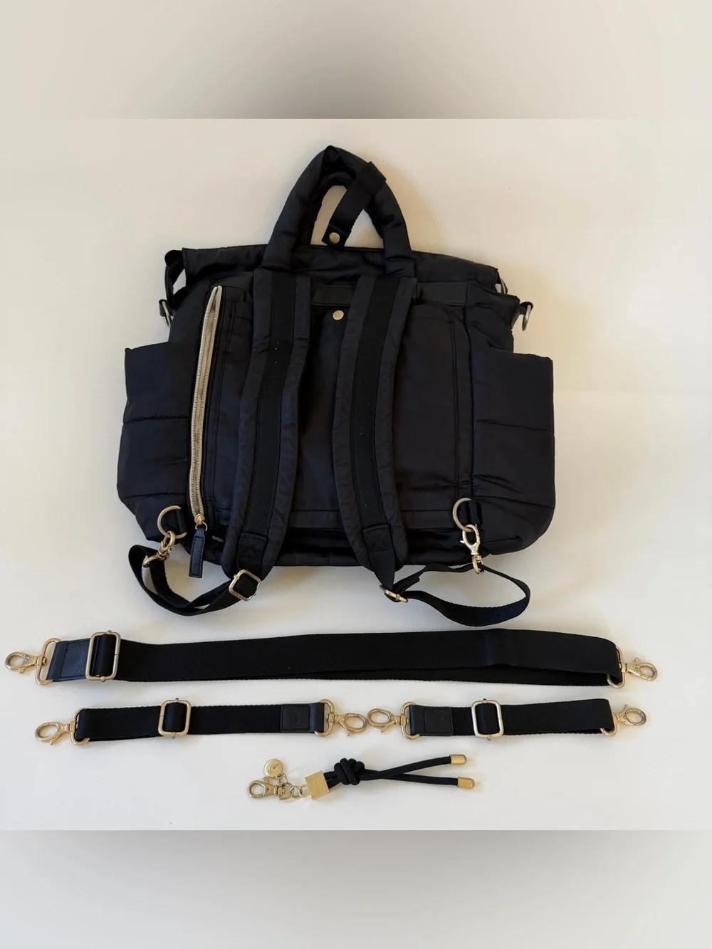 Itzy Ritzy Dream Convertible Diaper Bag Backpack 14 Pockets Black Puffer